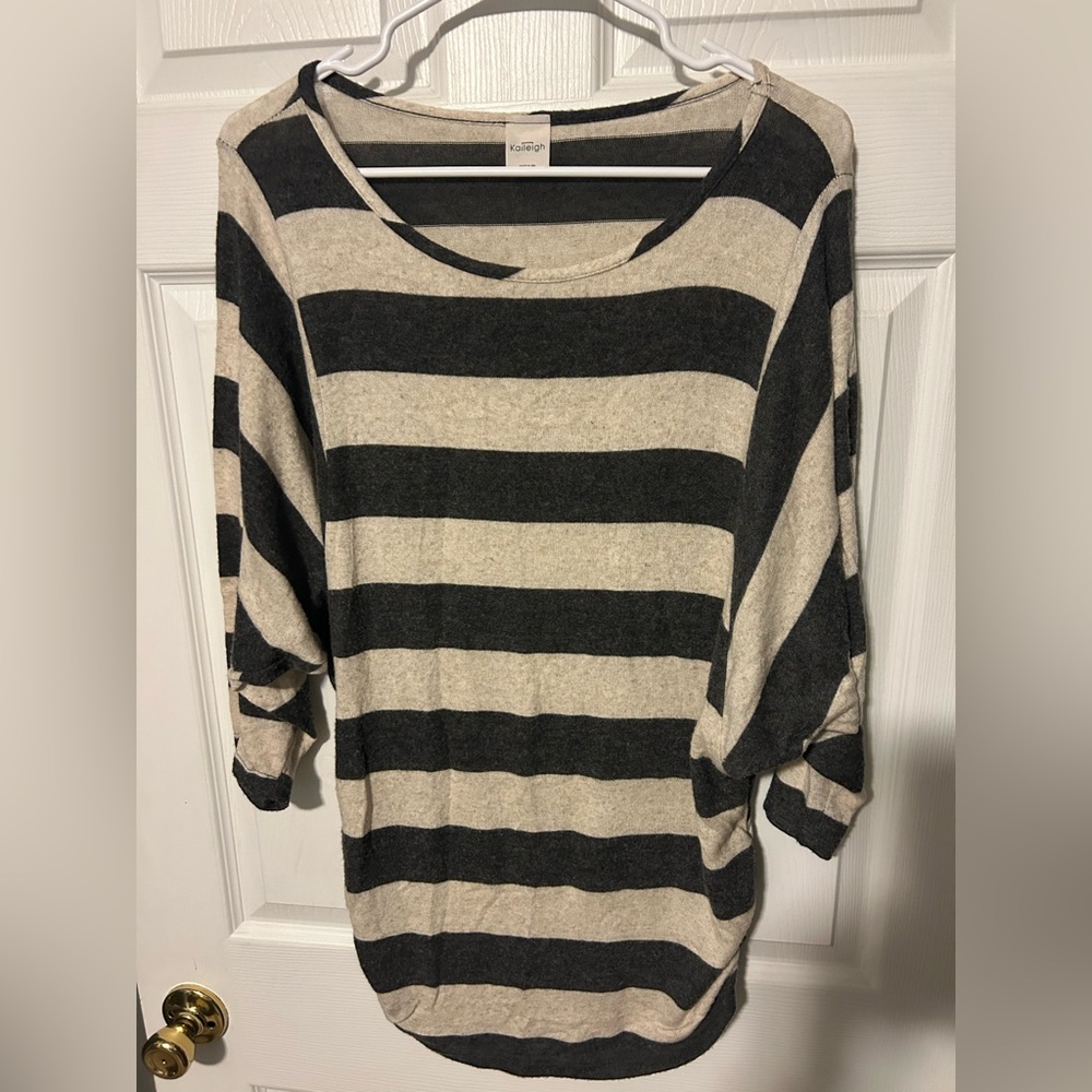 Kaileigh Black and Cream Striped Top